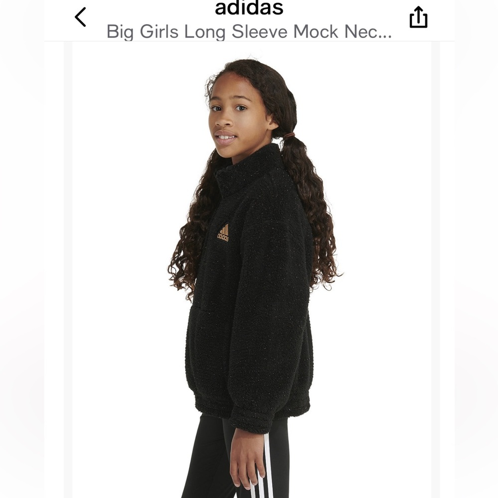Adidas Girls Black and Gold Fleece Jacket